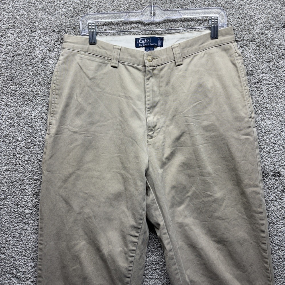 Vintage Polo Ralph Lauren Philip Chino Pants Mens 33x29 90s Khaki Tan Flat Front